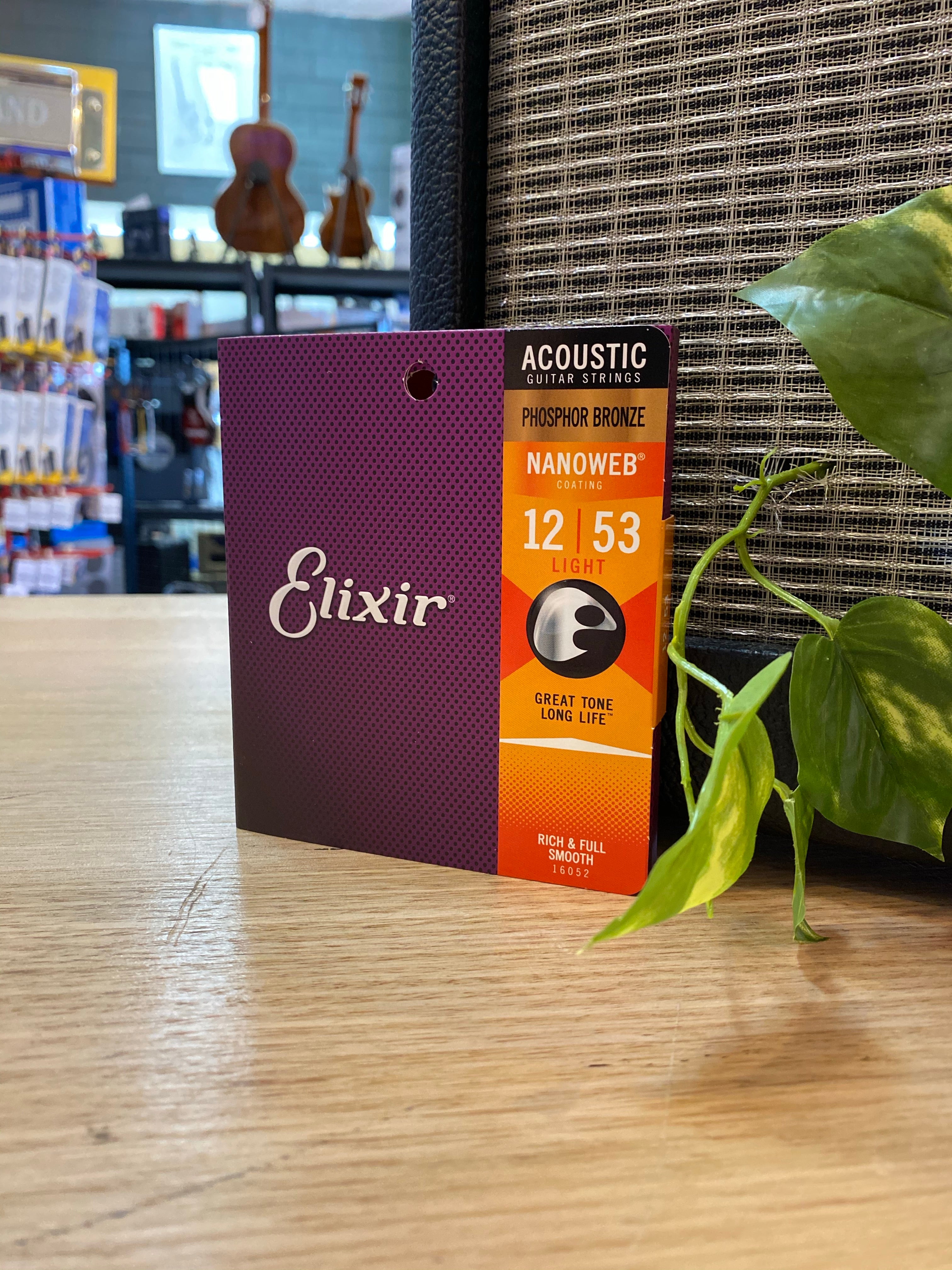 Elixir | Nanoweb | Coated Phos Bronze | Acoustic | 12-53 | Acoustic Guitar Strings Elixir | Nanoweb | Coated Phos Bronze | Acoustic | 12-53 | Acoustic Guitar Strings